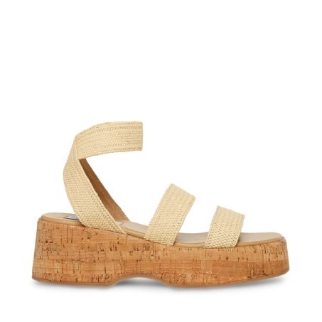 Sandalias de Plataforma Steve Madden Sashes Raffia Mujer Beige | ES TI4E63